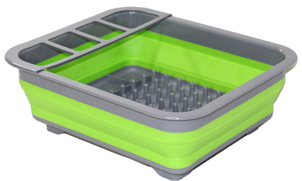 Collapsible Space Saving Products Silicone Dish Drainer – Green
