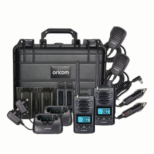 ORICOM - DTXTP600 5 Watt IP67 Waterproof Handheld UHF CB Radio Trade Pack (Twin Black Radios)