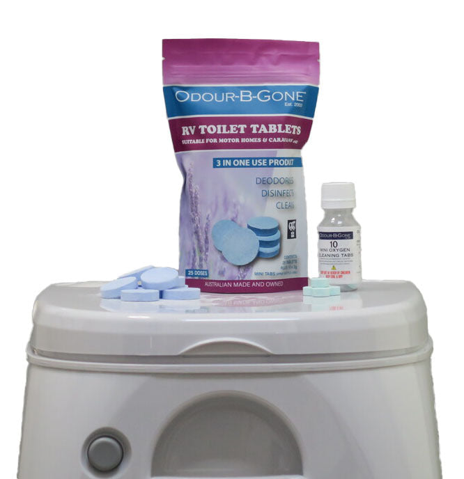 Odour-B-Gone RV Toilet Tablets – 25 Pack with Mini Oxygen Tablets