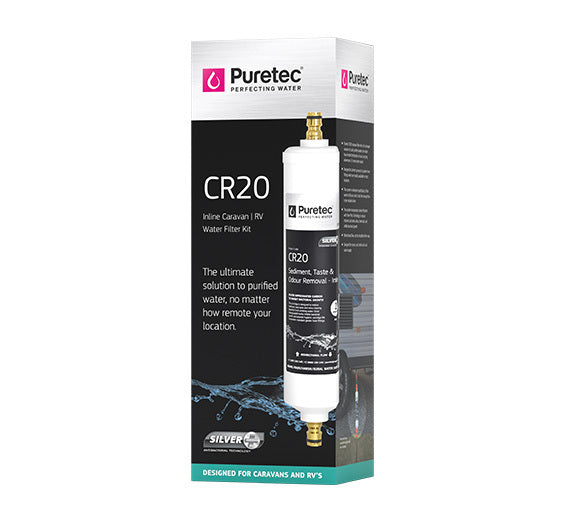 Puretec CR20 Caravan Inline Water Filter with Brass Connectors