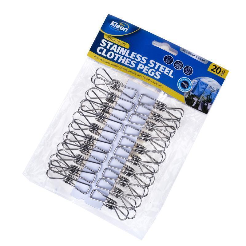 Kleen Stainless Steel Clothes Pegs 20 Pack SKU 0119-20
