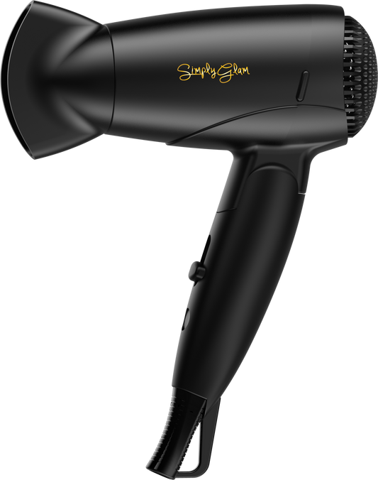 Simply Glam 12V Hair Dryer – Black & Gold