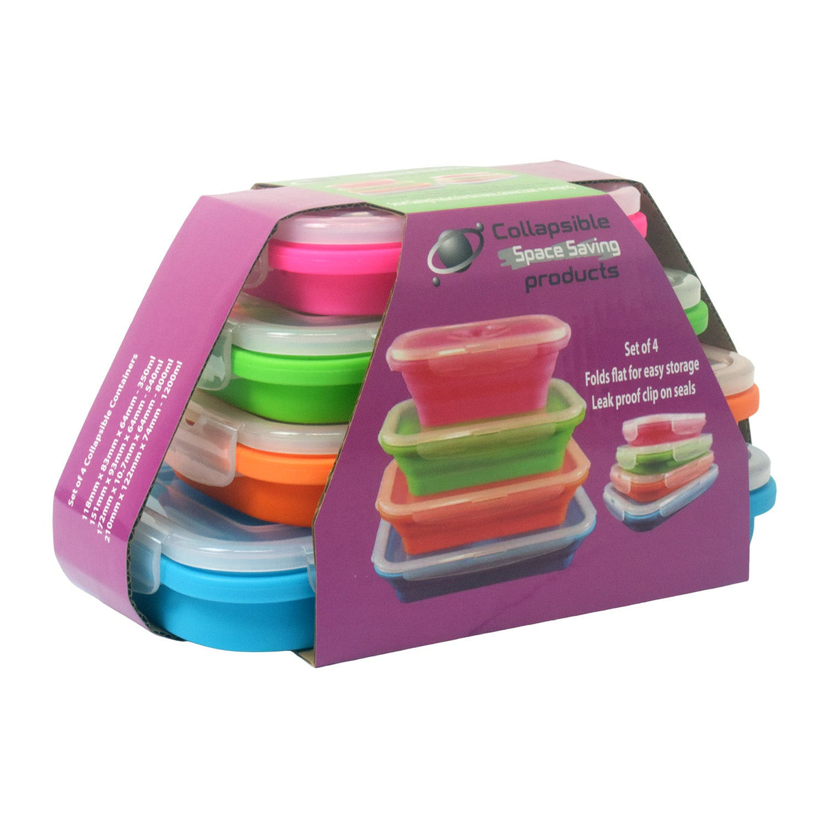 Collapsible Space Saving Rectangle Containers – Set of 4