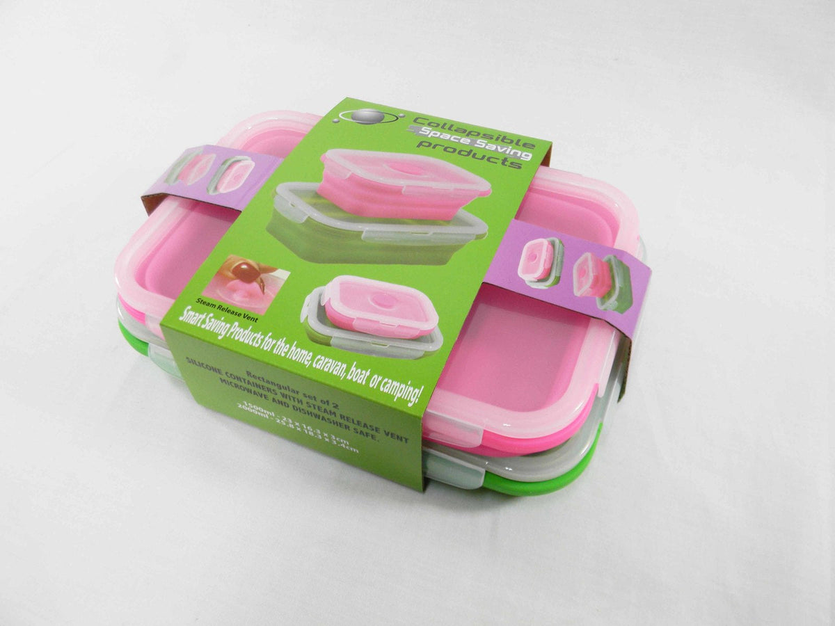 Collapsible Space Saving Large Rectangle Containers – Set of 2