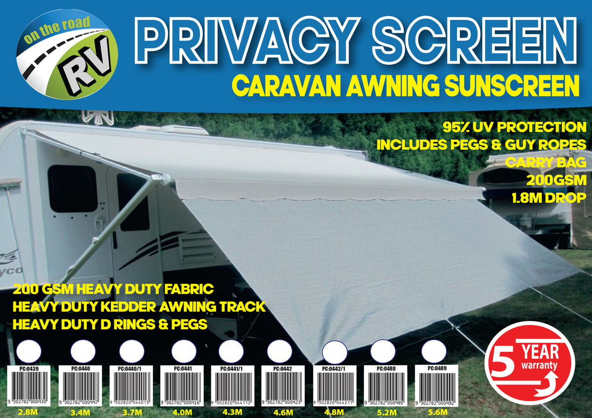 On The Road RV Caravan Awning Privacy Screen 4.0m