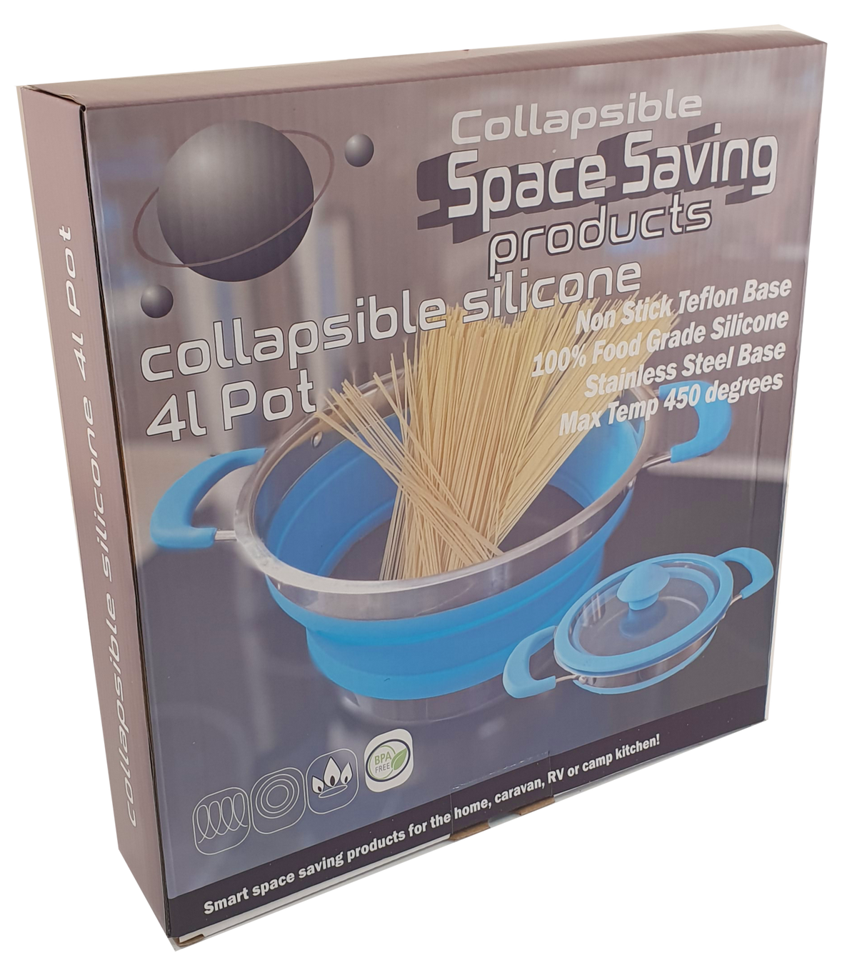 Collapsible Space Saving Products Non-Stick Silicone Pot 4L – Large
