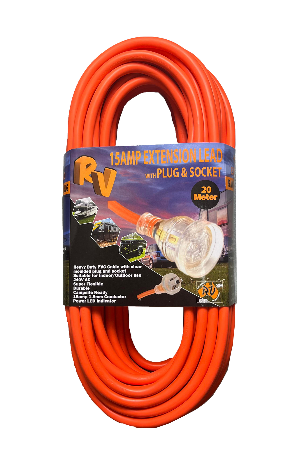 Australian RV 20 metre 15 amp extension lead SKU 4025