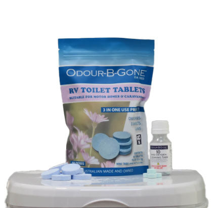 Odour-B-Gone RV Toilet Tablets – 50 Pack with Mini Oxygen Tablets