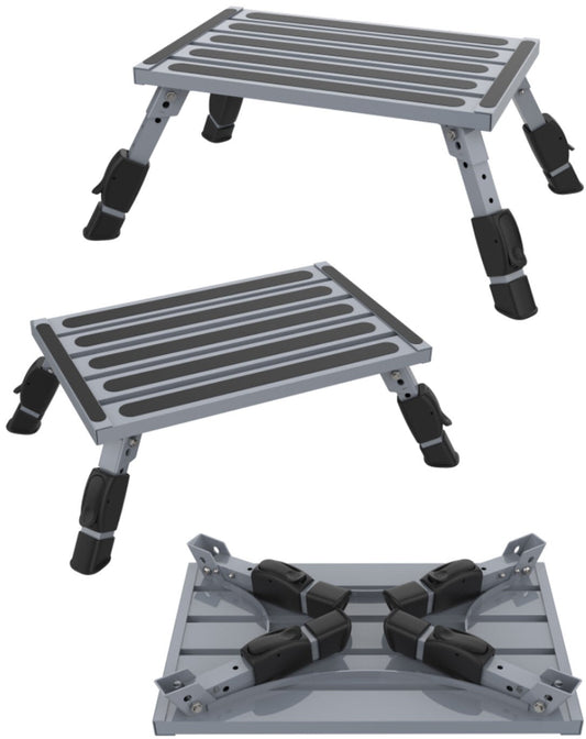 On The Road RV Heavy Duty Steel Folding Step with Anti Slip SKU 0117