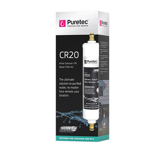 Puretec CR20 Caravan Inline Water Filter with Brass Connectors