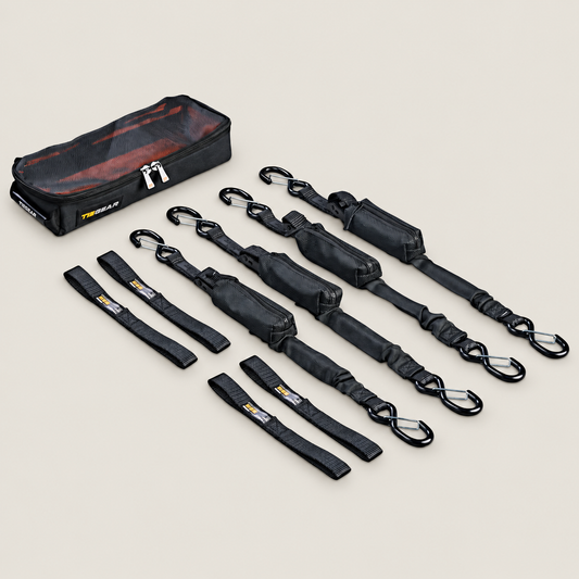 TIEGEAR FlexStrap Bundle on warm light stone background